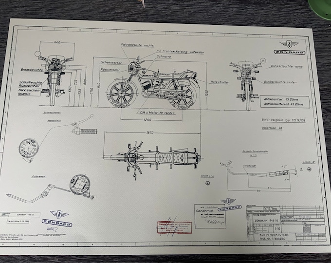 Construction drawing ART work Zündapp KE 50 1980