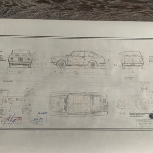 Fiat 850 Coupe 1965 construction drawing ARTwork