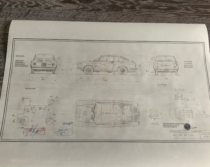 Fiat 850 Coupe 1965 construction drawing ARTwork