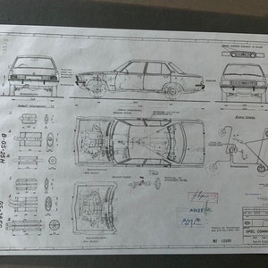 Opel Commodore B Limousine GS-25/28-EC Blueprint construction drawing ART work