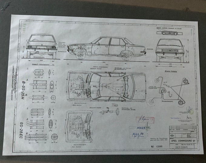 Opel Commodore B Sedan GS-25/28-EC Blueprint construction drawing ART work