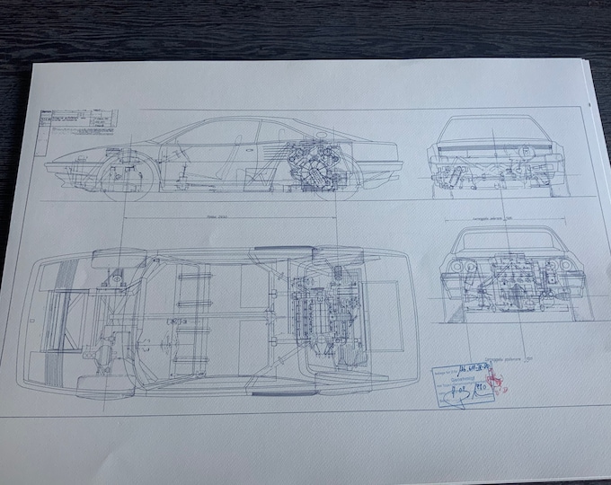Ferrari Mondial 1980 construction drawing ART work blueprint