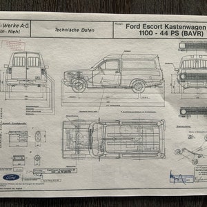 Ford Escort II panel van 30 1975 design drawing ARTwork