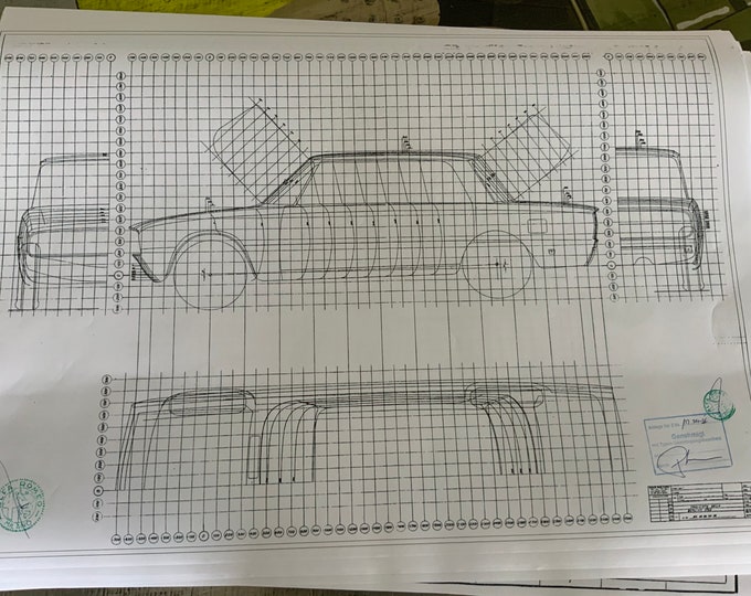 Alfa Romeo 1750 Berlina construction drawing ART work blueprint