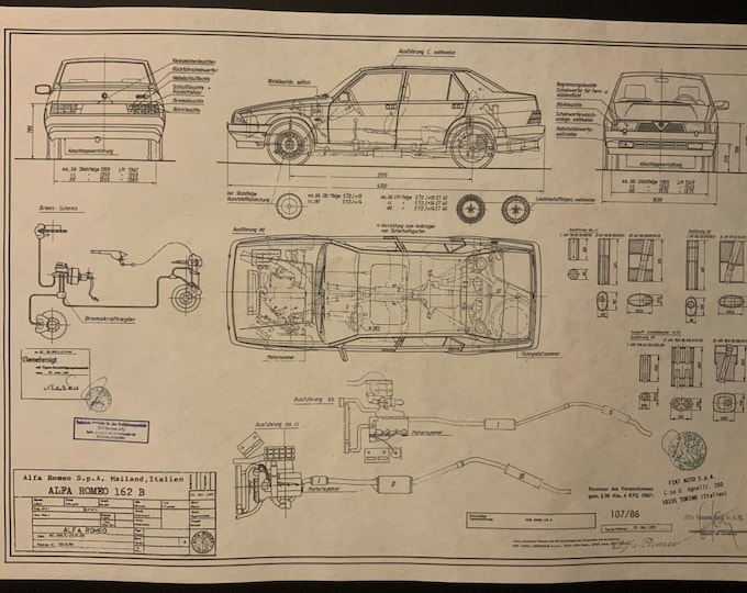 Alfa Romeo 75 162 B 1985. Construction drawing ART work