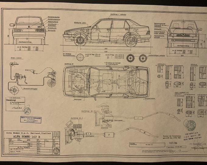 Alfa Romeo 75 162 B 1985. Design drawing ART work