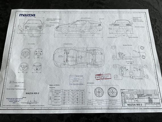 Mazda MX 3 1991 Design Drawing ART Work - Etsy Norway