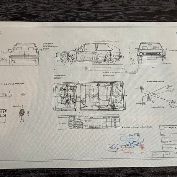 Polo 86 C Coupé 1980 Konstruktionszeichnung ART work Blueprint