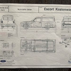 Ford Escort I panel van 1969 design drawing ARTwork