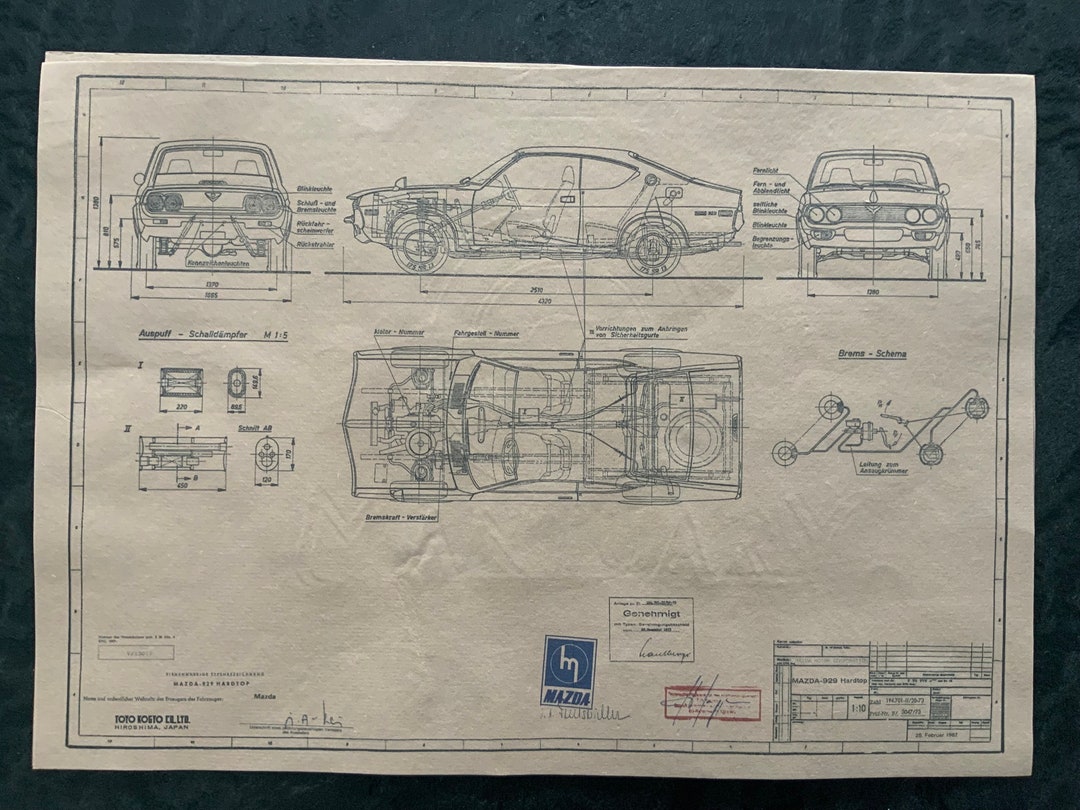 Mazda 929 Hardtop 1973 Construction Drawing ART Work