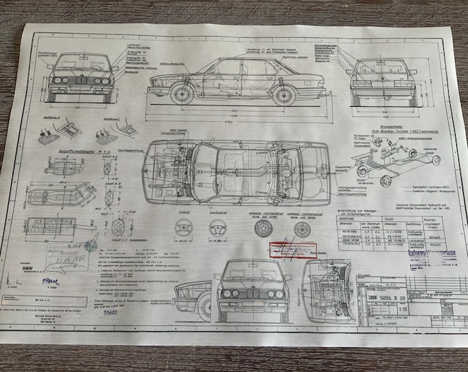 BMW E28 528i Modification Front 1984 Design Drawing ARTwork