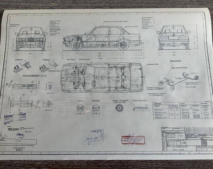 E30 BMW 316 2 Door 1982 Construction Drawing ARTwork