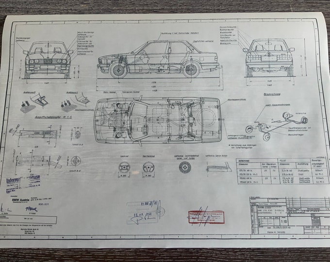 E30 BMW 316 2 door 1982 construction drawing ARTwork