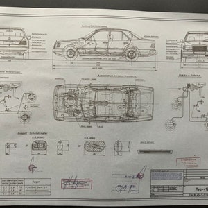 Mercedes W124 Limousine design drawing ART work