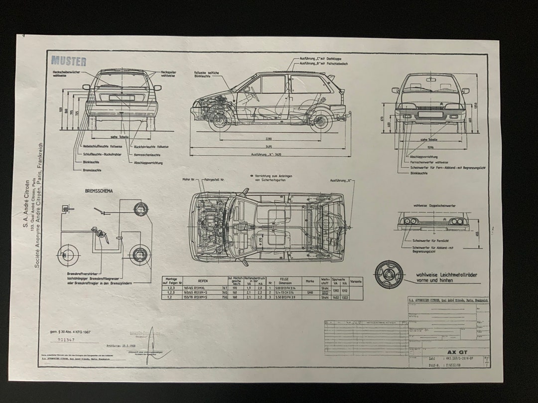 シトロエン AX GT 1988 建設図面 ART ワーク 設計図 - Etsy 日本
