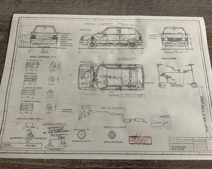 Fiat Uno 146A 1982 construction drawing ARTwork