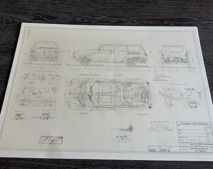 Type 36 1600 Automatic Kombi construction drawing ART work blueprint