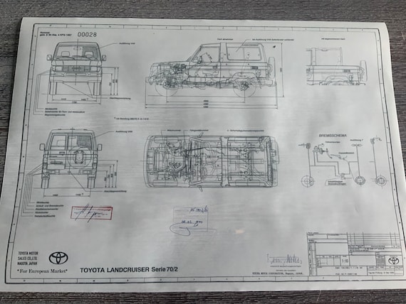 トヨタ ランドクルーザー シリーズ70/2 1990年 デザイン図面 アート