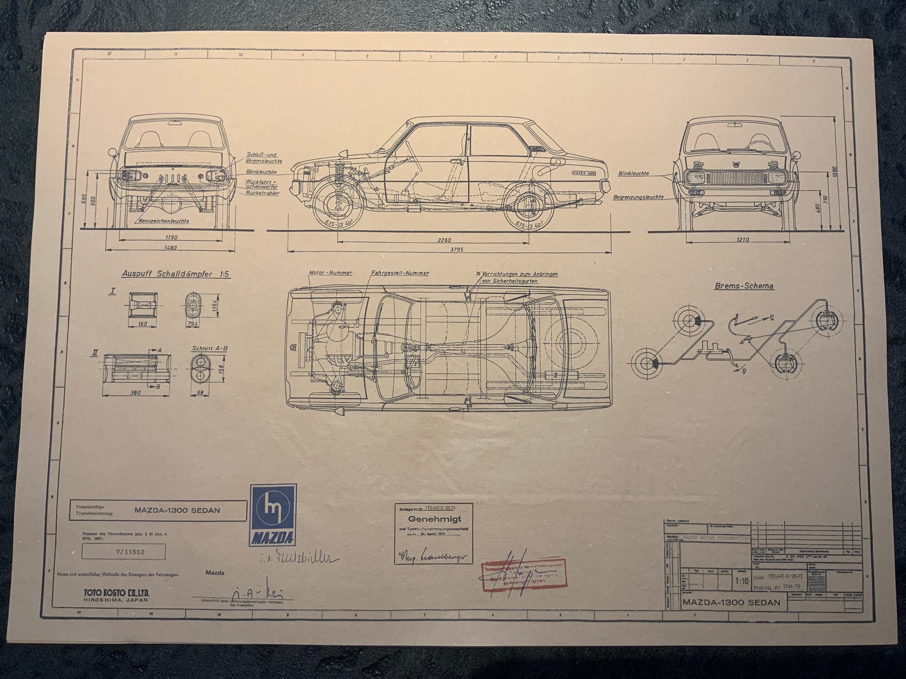 godaiページ Mazda 1300 Sedan 1972 Construction Drawing ART Work Blueprint - Etsy