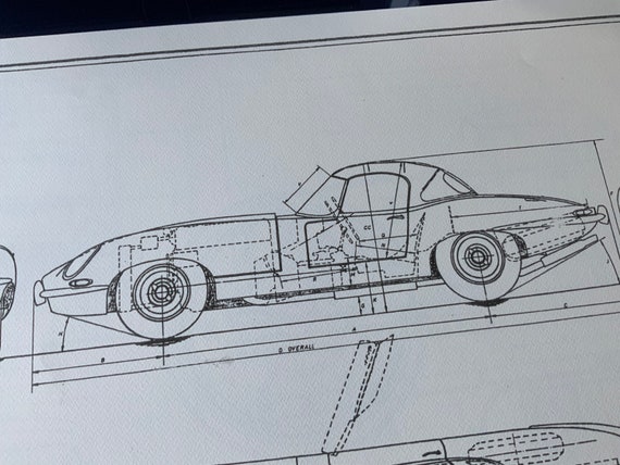 Jaguar E-type Convertible 1960 Construction Drawing ART Work