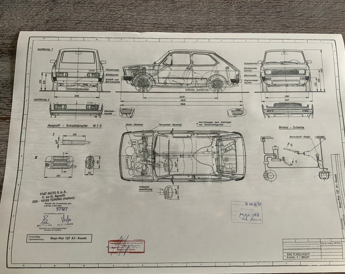 Fiat 127 1977 construction drawing ARTwork