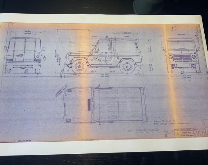 Mercedes G-Class W460 Short Construction Drawing ART work Blueprint