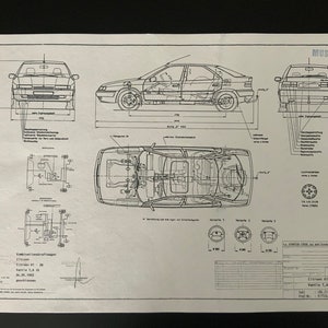 Citroen  Xantia 1993 Konstruktionszeichnung ART work Blaupause
