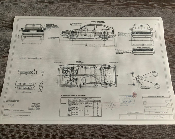 Scirocco Type 53 B engine HR 63KW 1980 construction drawing ARTwork