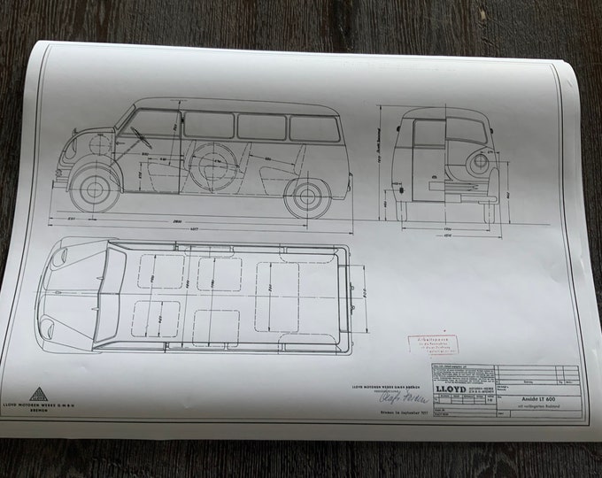Lloyd LT 600 long wheelbase design drawing ART work blueprint