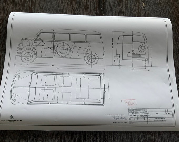 Lloyd LT 600 long wheelbase construction drawing ART work blueprint