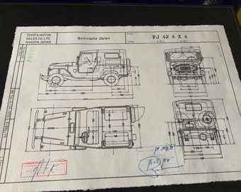 トヨタ ランドクルーザー FJ 40 / 42 1979 セダン 建設図面 アート