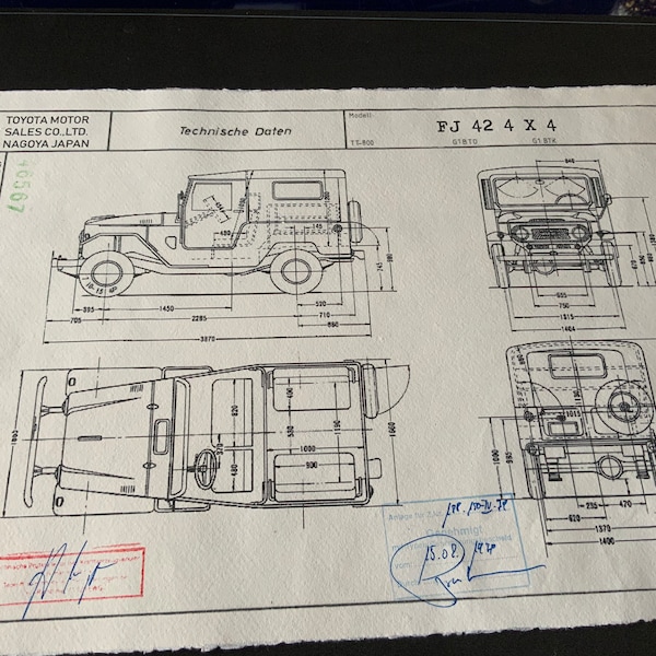 Toyota Land Cruiser FJ 40 / 42 1979 Sedan construction drawing ART work Blueprint