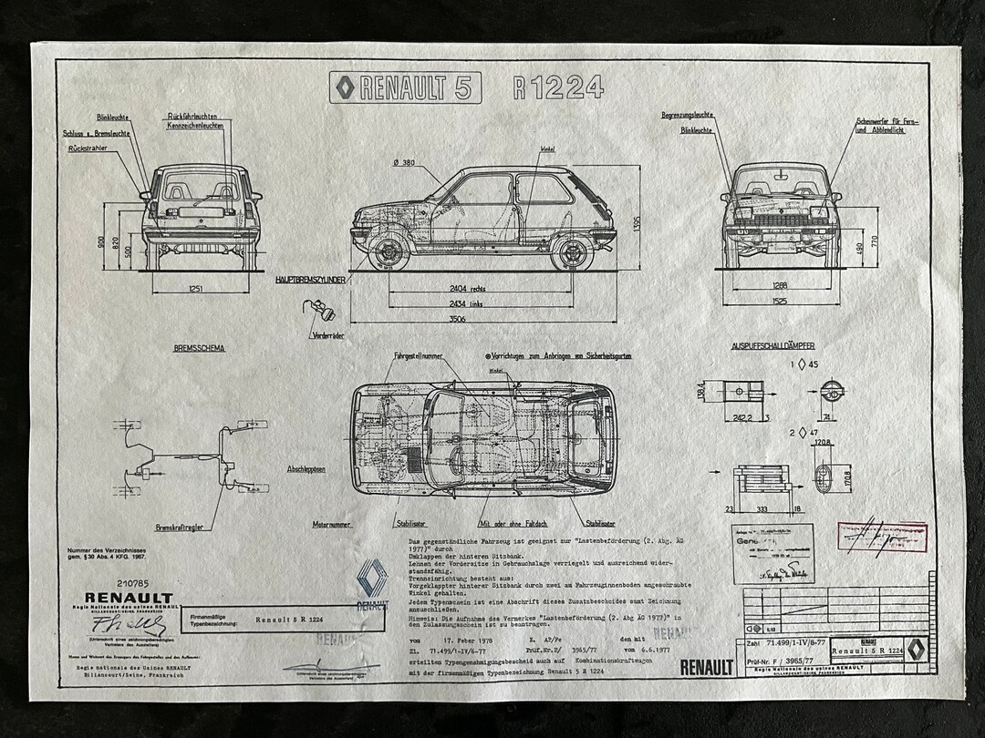Renault R5 1224 Truck 1977 Construction Drawing ART Work Blueprint - Etsy