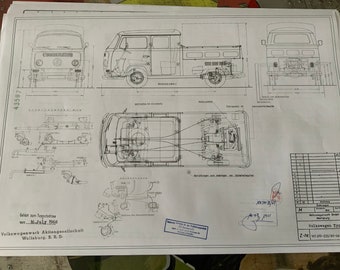 VWバス Doka T2A 1968 建設図面 ART ワーク 設計図 - Etsy 日本