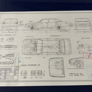 Alfa Romeo Giulietta 116.50 1979 construction drawing ART work