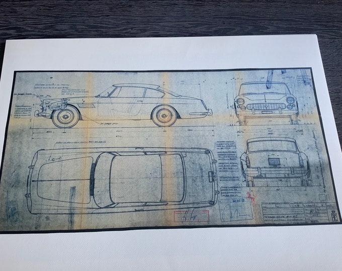 Ferrari Coupe 2+2 Pinninfarina construction drawing ART work blueprint