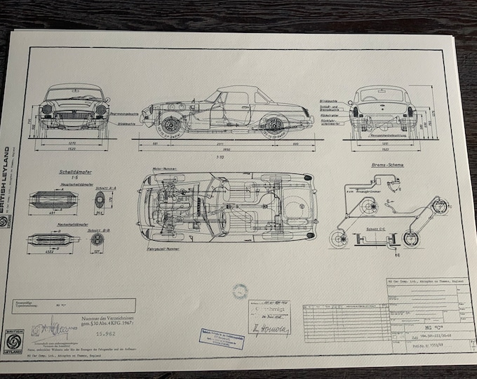 MG C 1968 construction drawing ART work