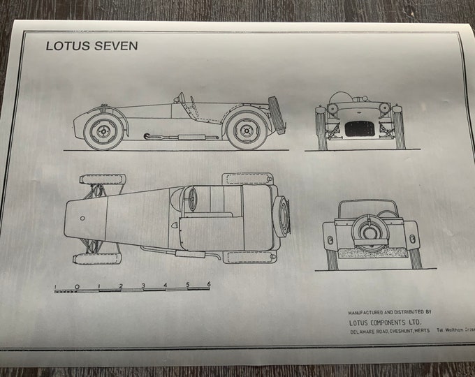 Lotus Seven construction drawing ART work blueprint