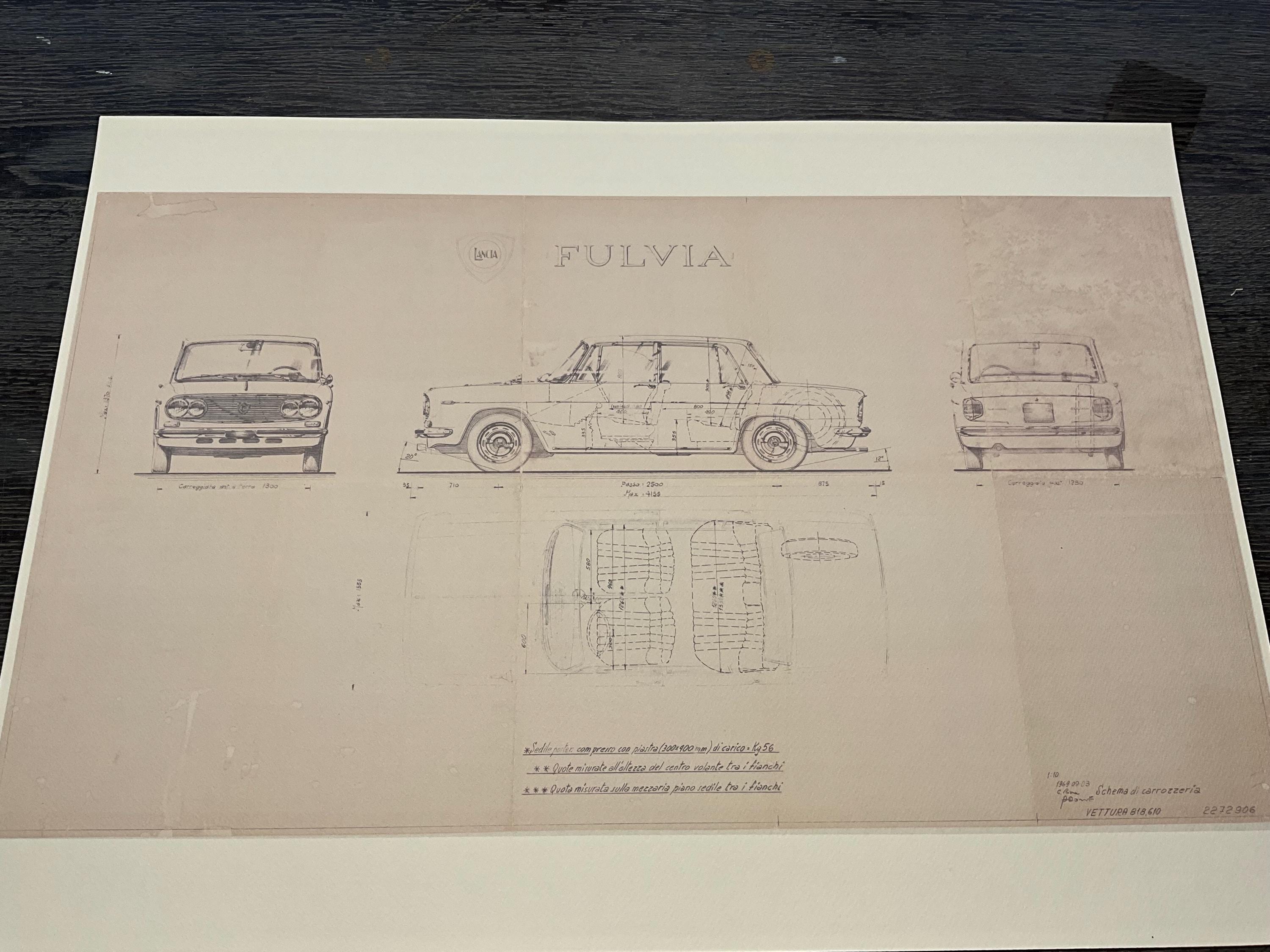 Lancia Fulvia 1969 construction drawing ART work