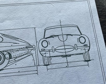 Jaguar E-type設計図カレンダーボード Jaguar E-type設計図