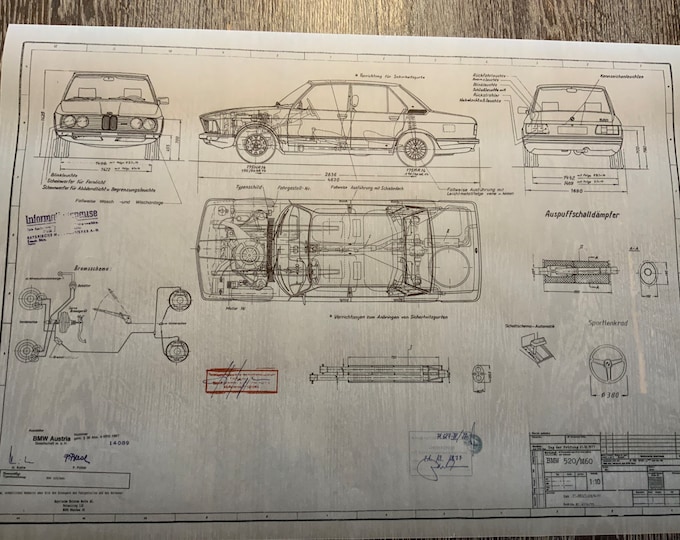 BMW E12 520/M60 1977 design drawing ARTwork
