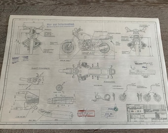 BMW R100 R 1991 dibujo de construcción ARTwork