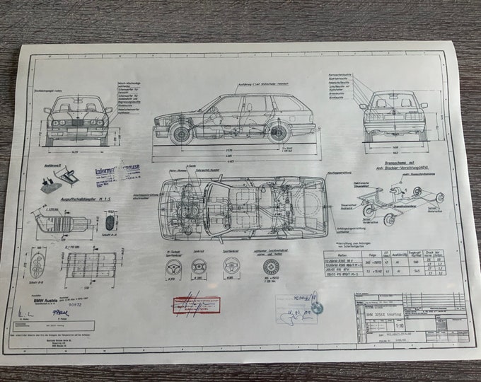 E30 BMW 325 iX Touring 1988 construction drawing ARTwork