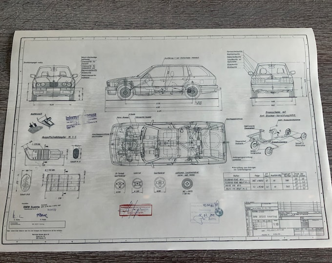 E30 BMW 325 iX Touring 1988 design drawing ARTwork