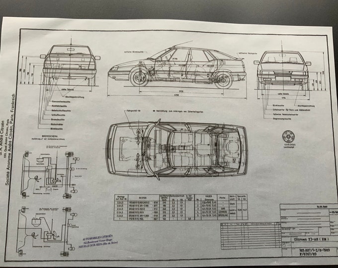 Citroën XM 1989 design drawing ART work