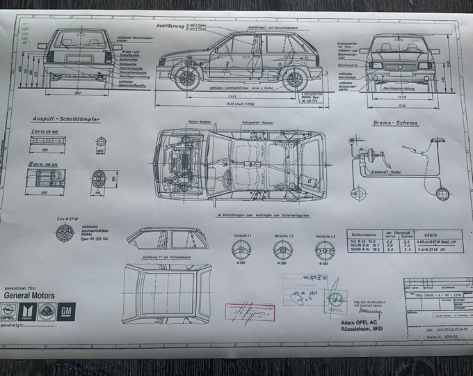 Corsa A CC 15 YD Diesel 1987 construction drawing ART work blueprint