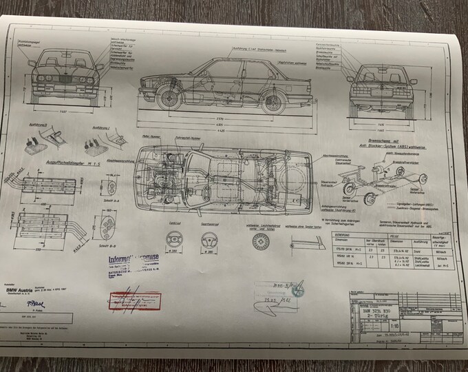 E30 BMW 323i 2 Door 1882 Construction Drawing ARTwork