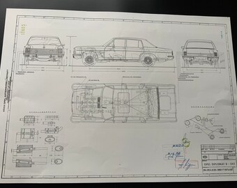 Opel Diplomat B 5.4 L 1969 construction drawing ART work