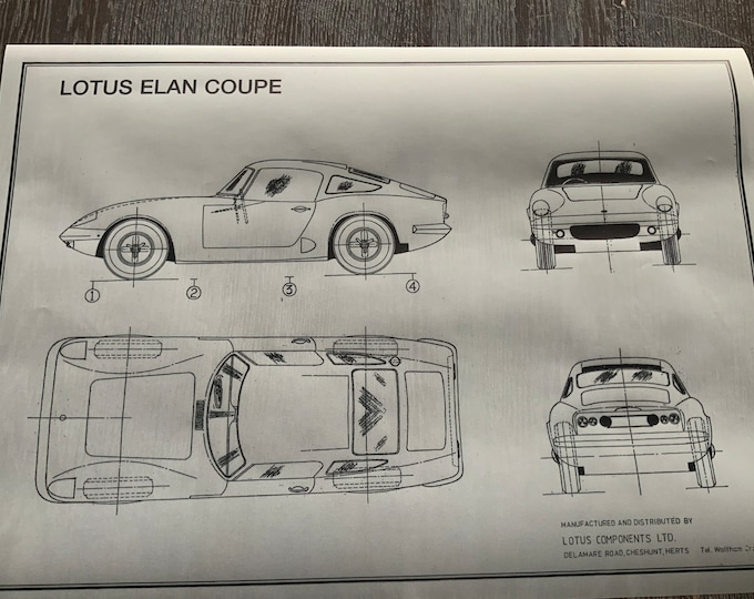 Lotus Elan Coupe design drawing ART work blueprint