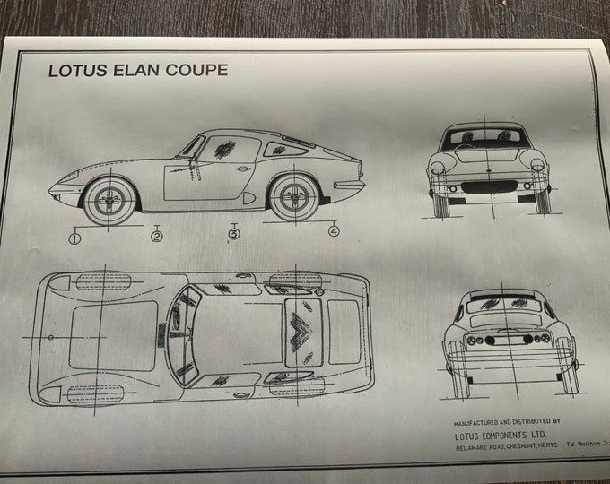 Lotus Elan Coupe design drawing ART work blueprint